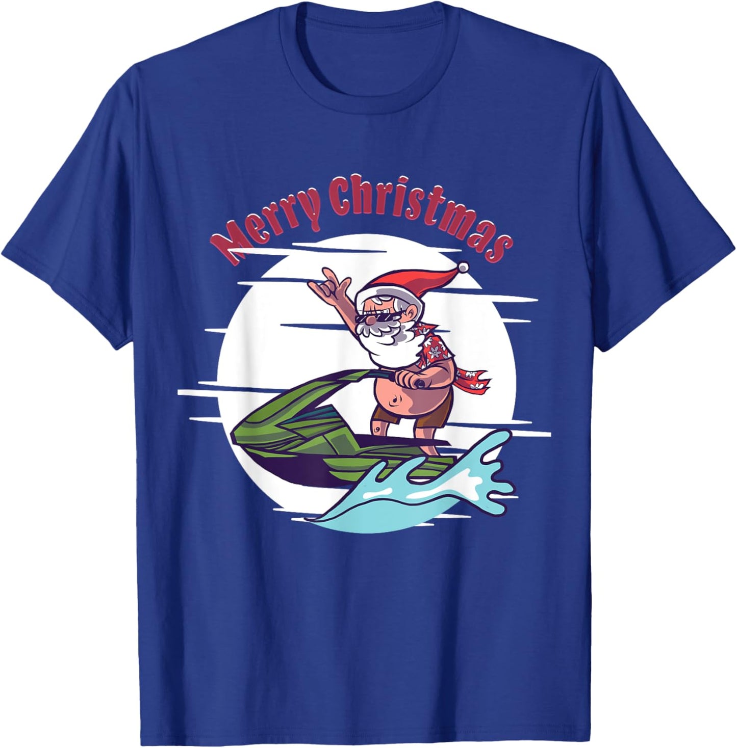 Merry Christmas Santa Jet Ski Watersports T-Shirt - T-Shirt | Royal