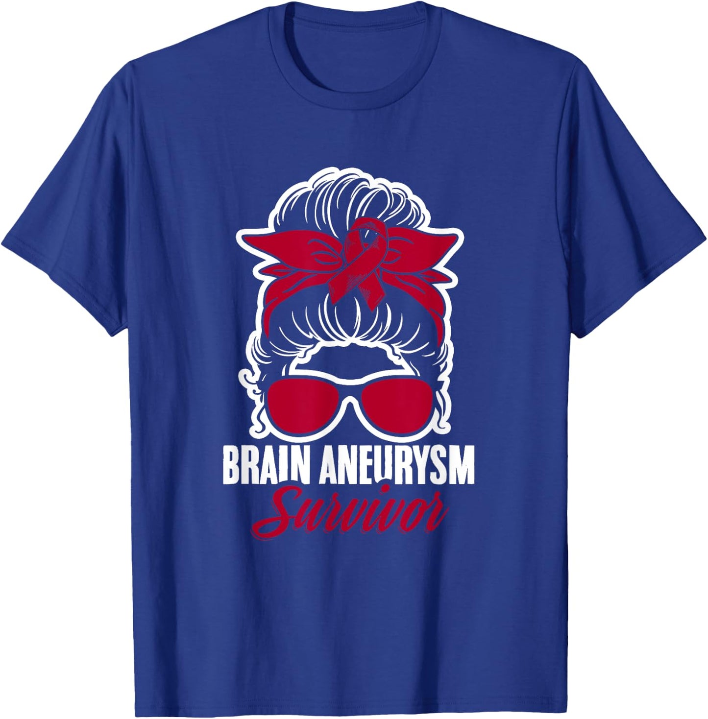 Aneurysm Survivor Messy Hair Aortic Brain Aneurysm Awareness T-Shirt - T-Shirt | Royal