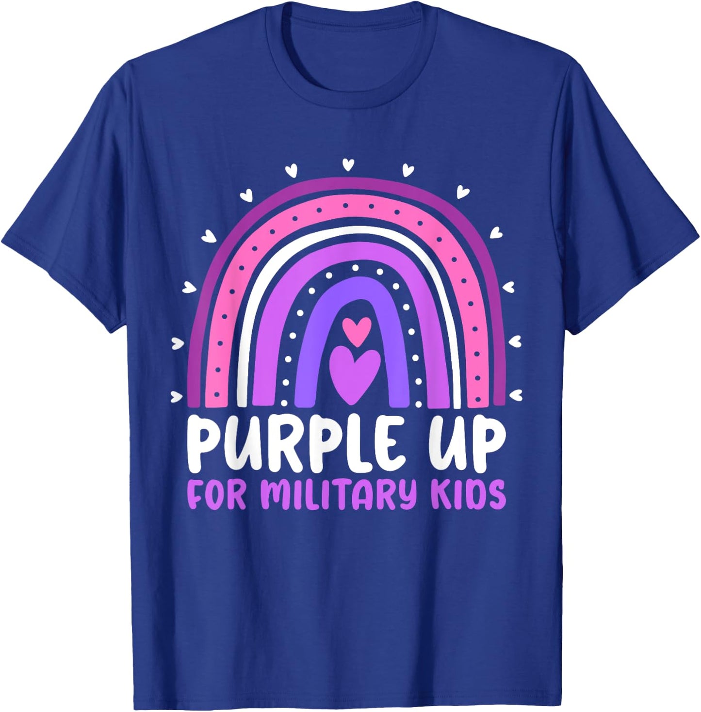 Purple Up for Military Kids Month Military Child Rainbow T-Shirt - T-Shirt | Royal