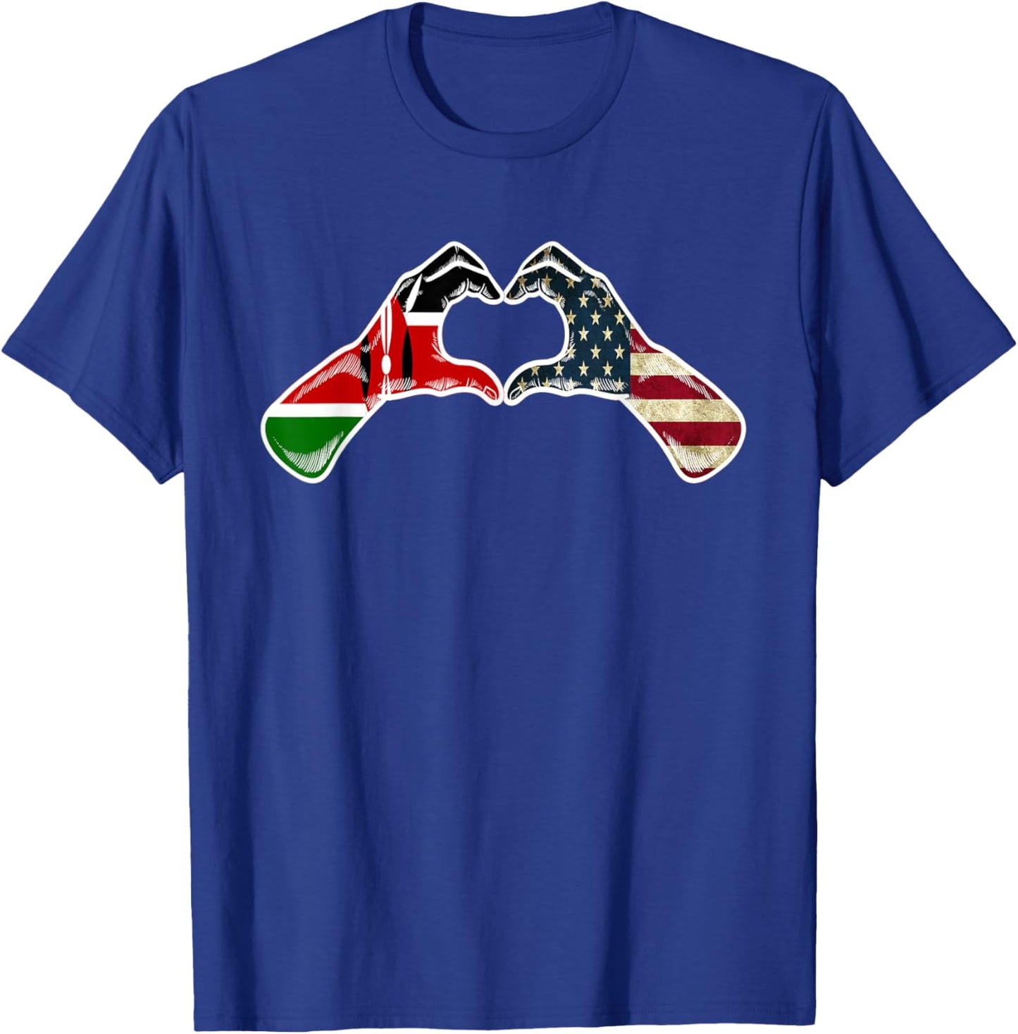 Kenya American USA Flag - USA Kenyan Heart T-Shirt - T-Shirt | Royal