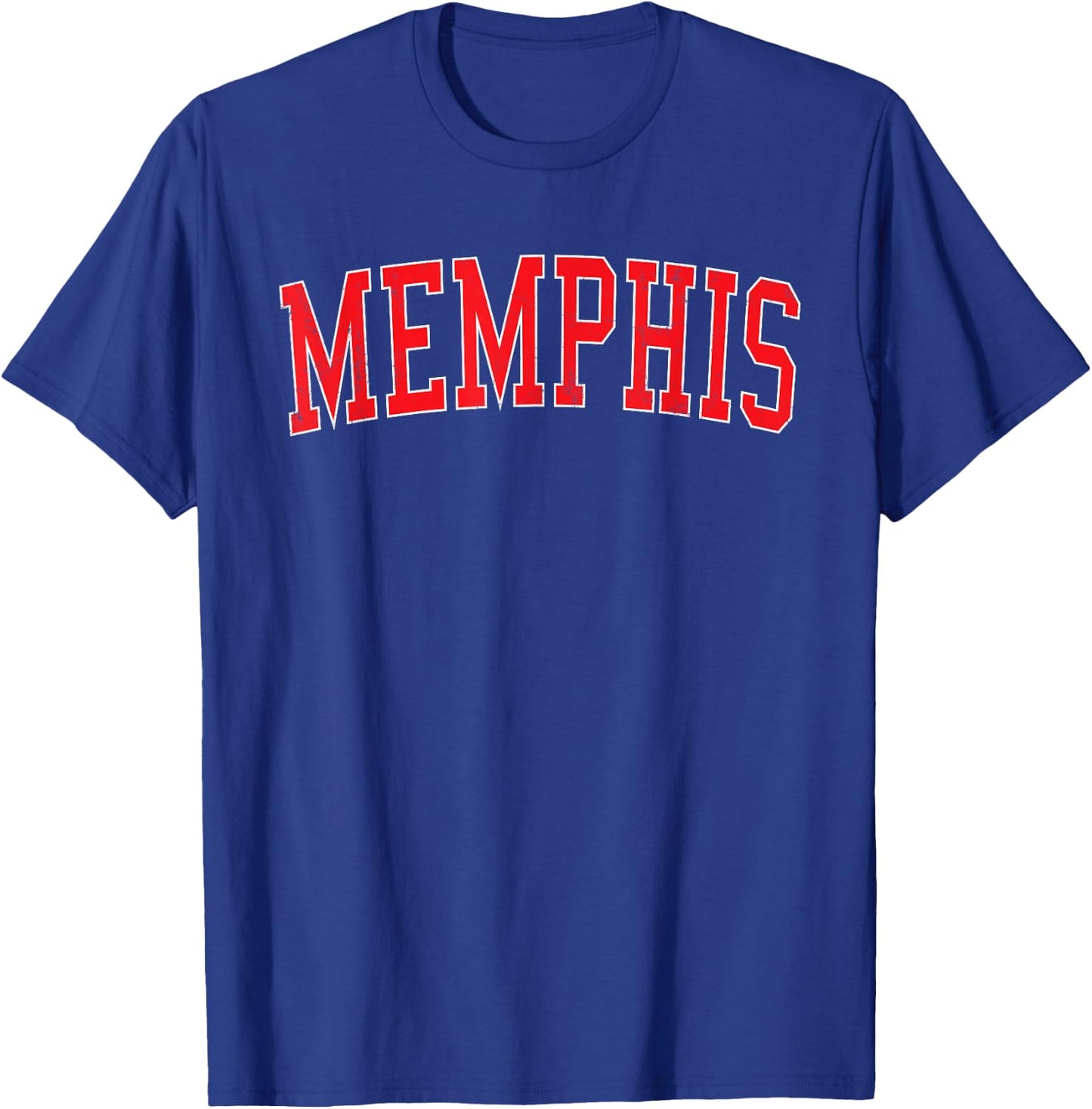 Vintage Memphis TN Varsity Style Red Text T-Shirt - T-Shirt | Royal