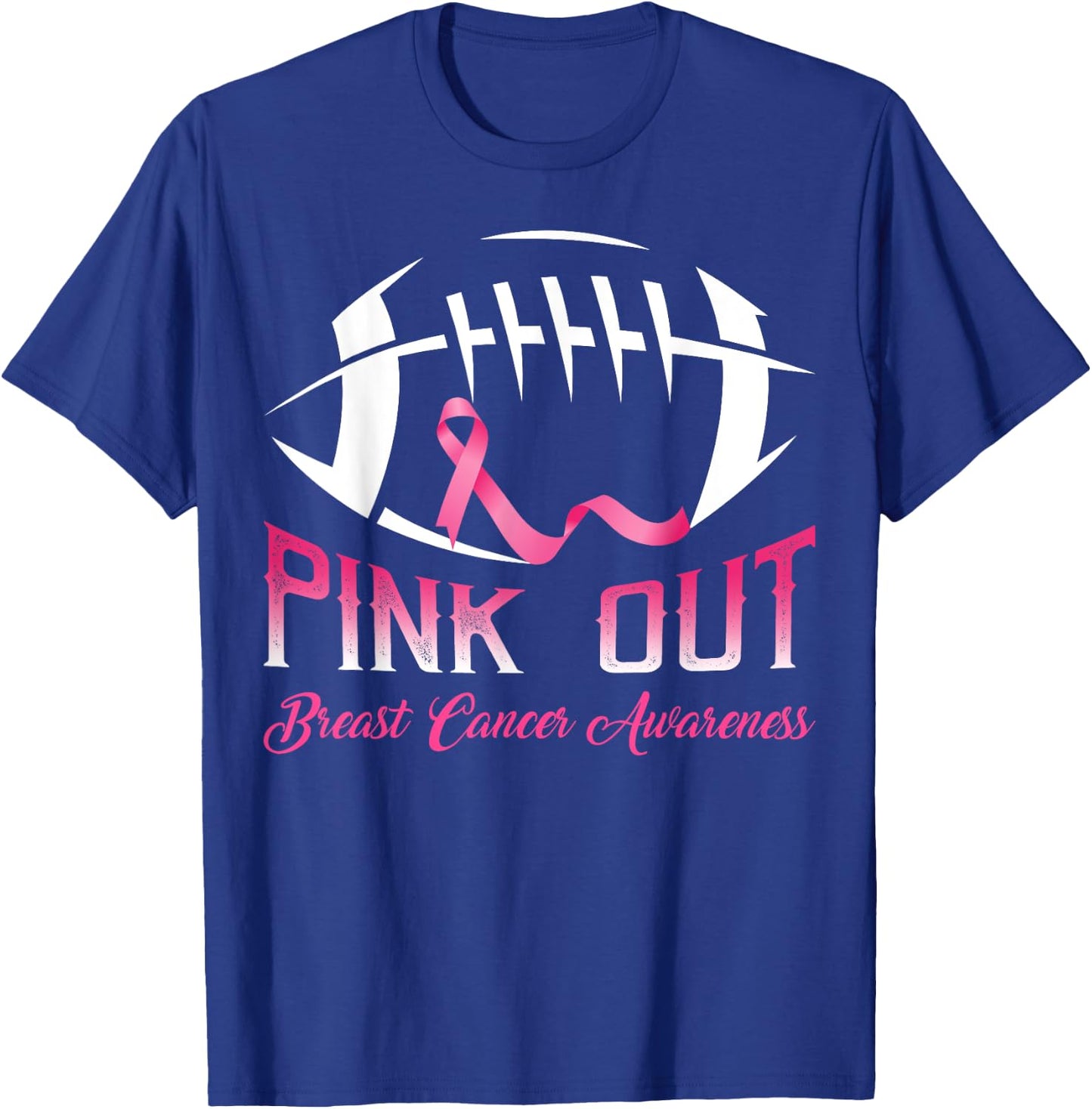 Pink Out Shirt Breast Cancer Football Women Kids T-Shirt - T-Shirt | Royal