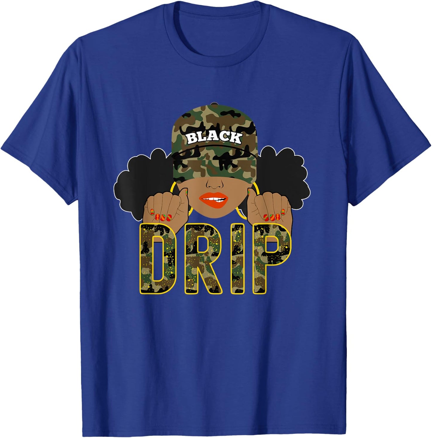 Drip Black Woman | Love to Shop Camo T-Shirt - T-Shirt | Royal