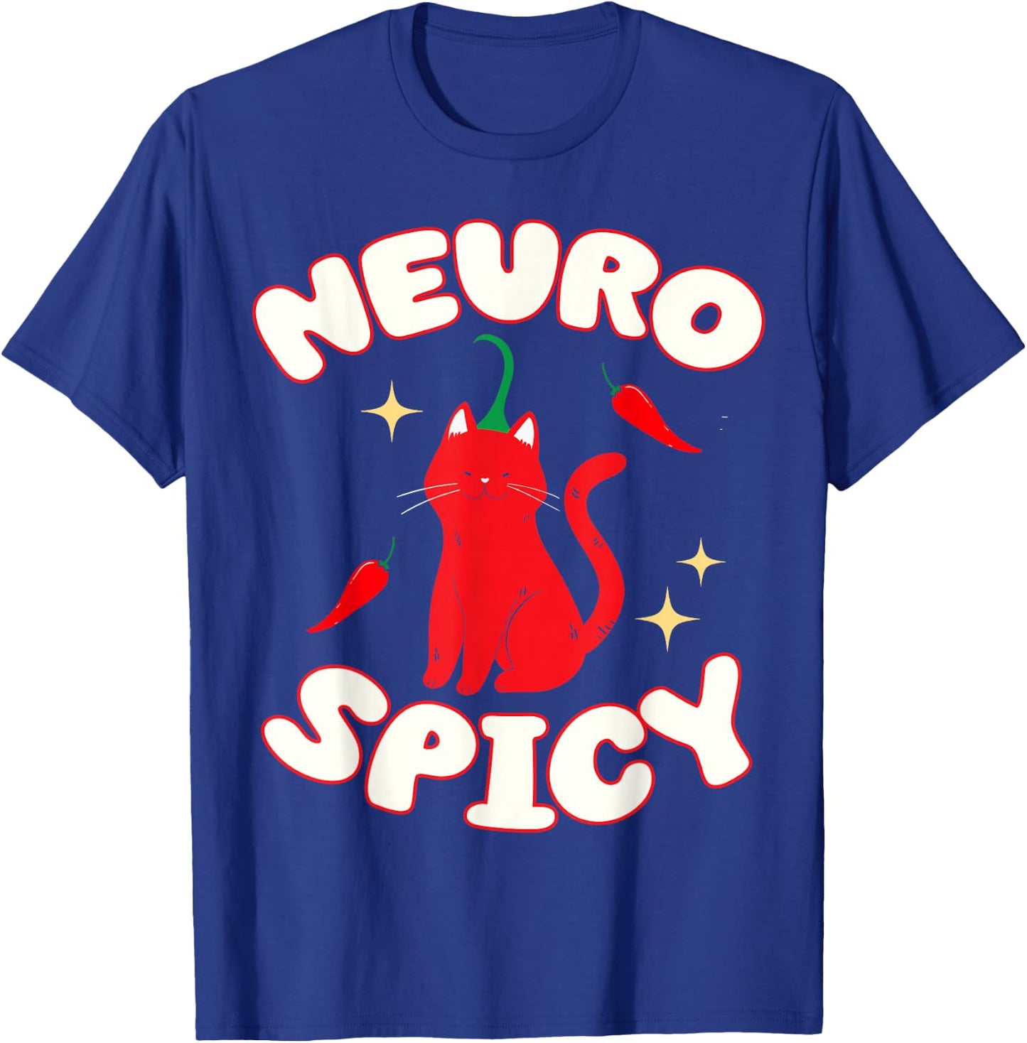 Neurospicy Funny Neurodivergent ADHD ASD Autism Cat Lover T-Shirt - T-Shirt | Royal