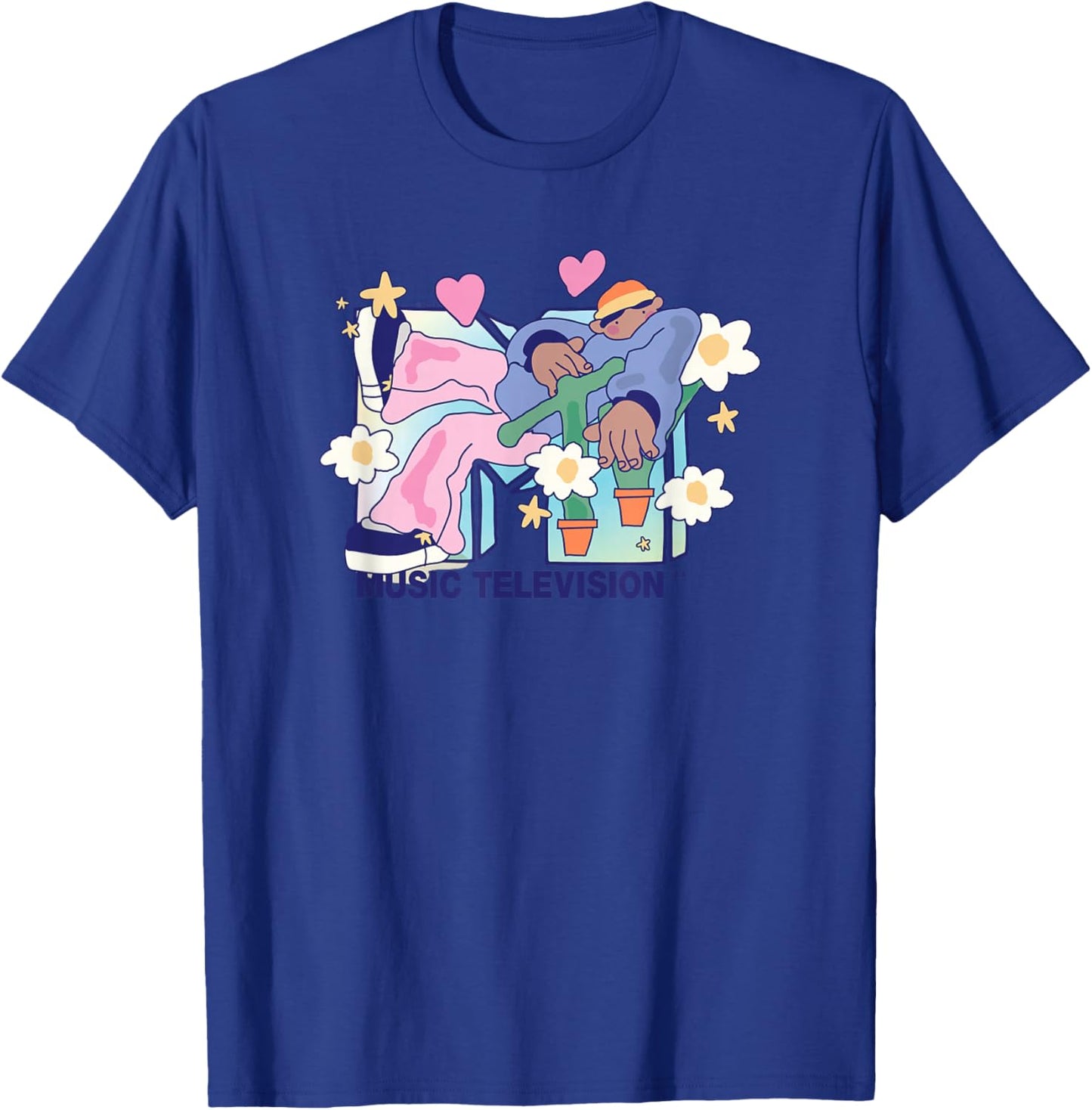 MTV - Funky Flower Dude Logo T-Shirt - T-Shirt | Royal
