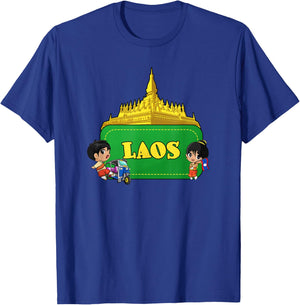 Laos Lao Laotian Proud Flag Traditional Dress Boy Girl T-Shirt - T-Shirt | Royal