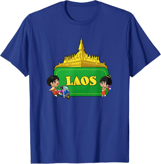 Laos Lao Laotian Proud Flag Traditional Dress Boy Girl T-Shirt - T-Shirt | Royal