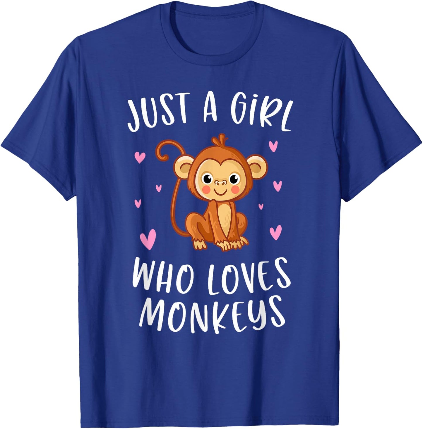 Just A Girl Who Loves Monkeys Cute Monkey Lover T-Shirt - T-Shirt | Royal