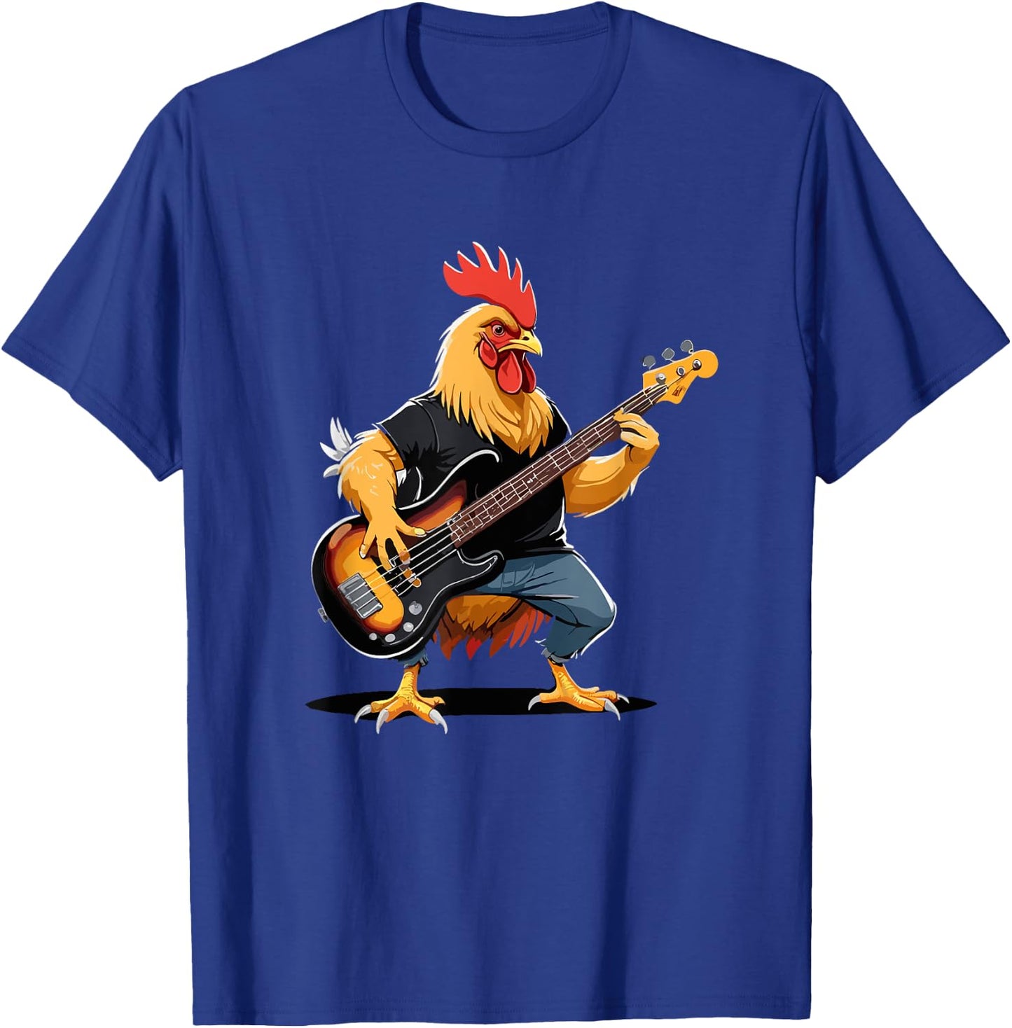Chicken playing Bass Guitar, Chicken Guitarist T-Shirt - T-Shirt | Royal