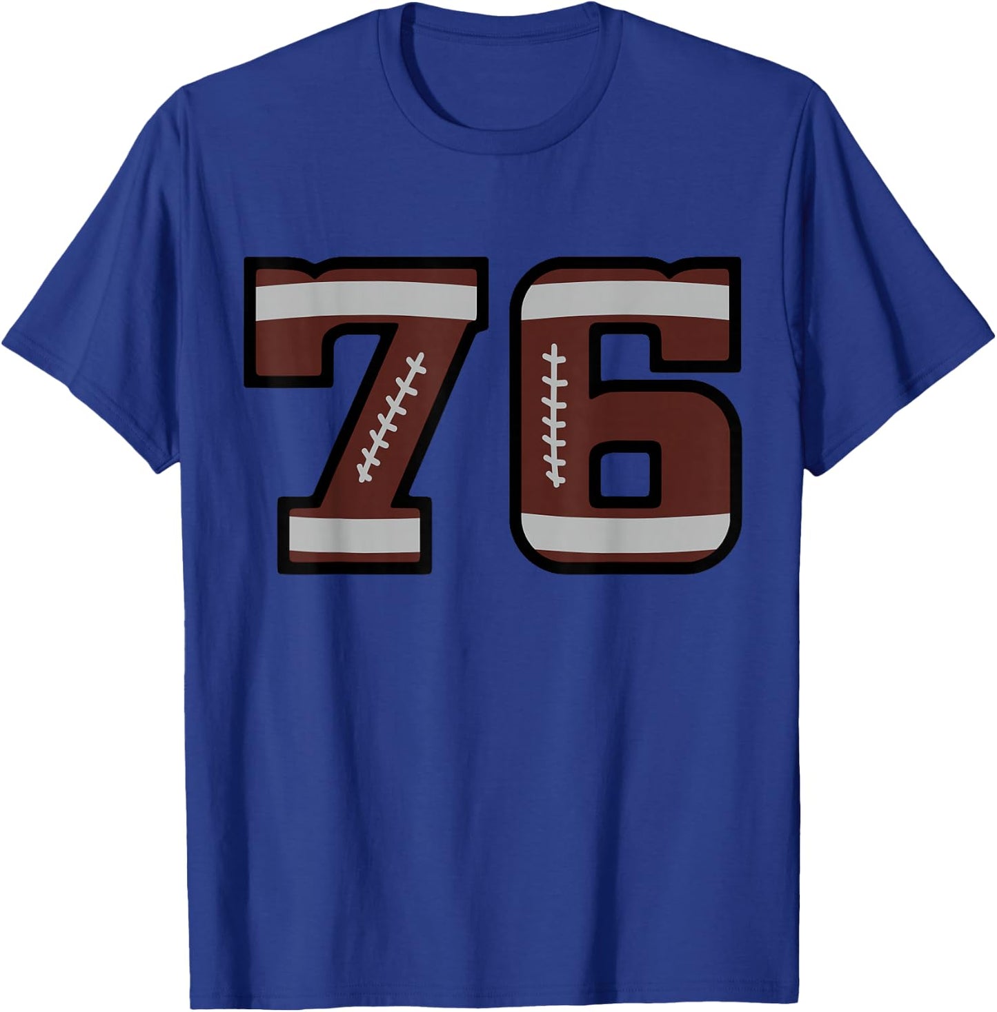 Number #76 Football Number T-Shirt - T-Shirt | Royal