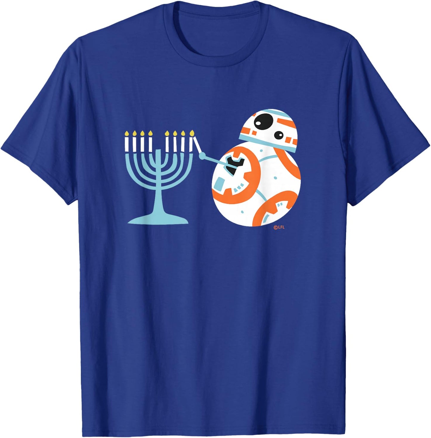 Star Wars BB-8 Lighting the Hanukkah Menorah T-Shirt - T-Shirt | Royal