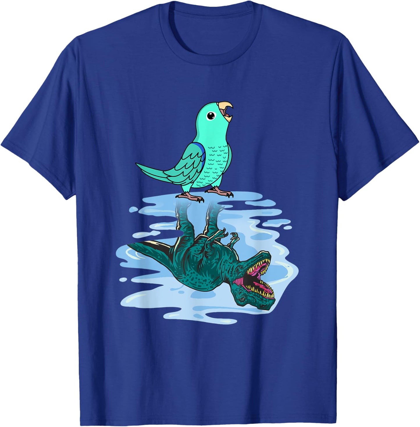 Parrot & T Rex Reflection I Turquoise Parrotlet T-Shirt - T-Shirt | Royal