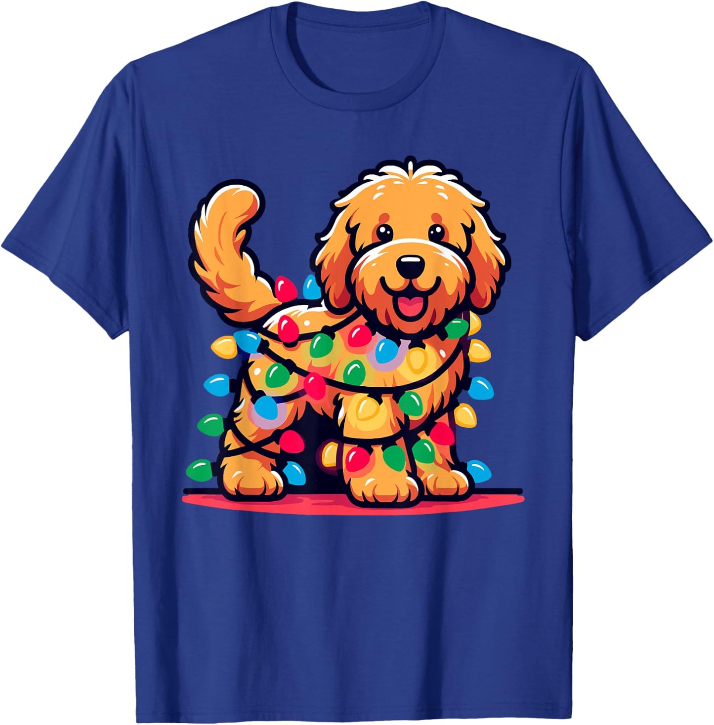 Goldendoodle Christmas Tree Xmas Lights Golden Doodle Dog T-Shirt - T-Shirt | Royal