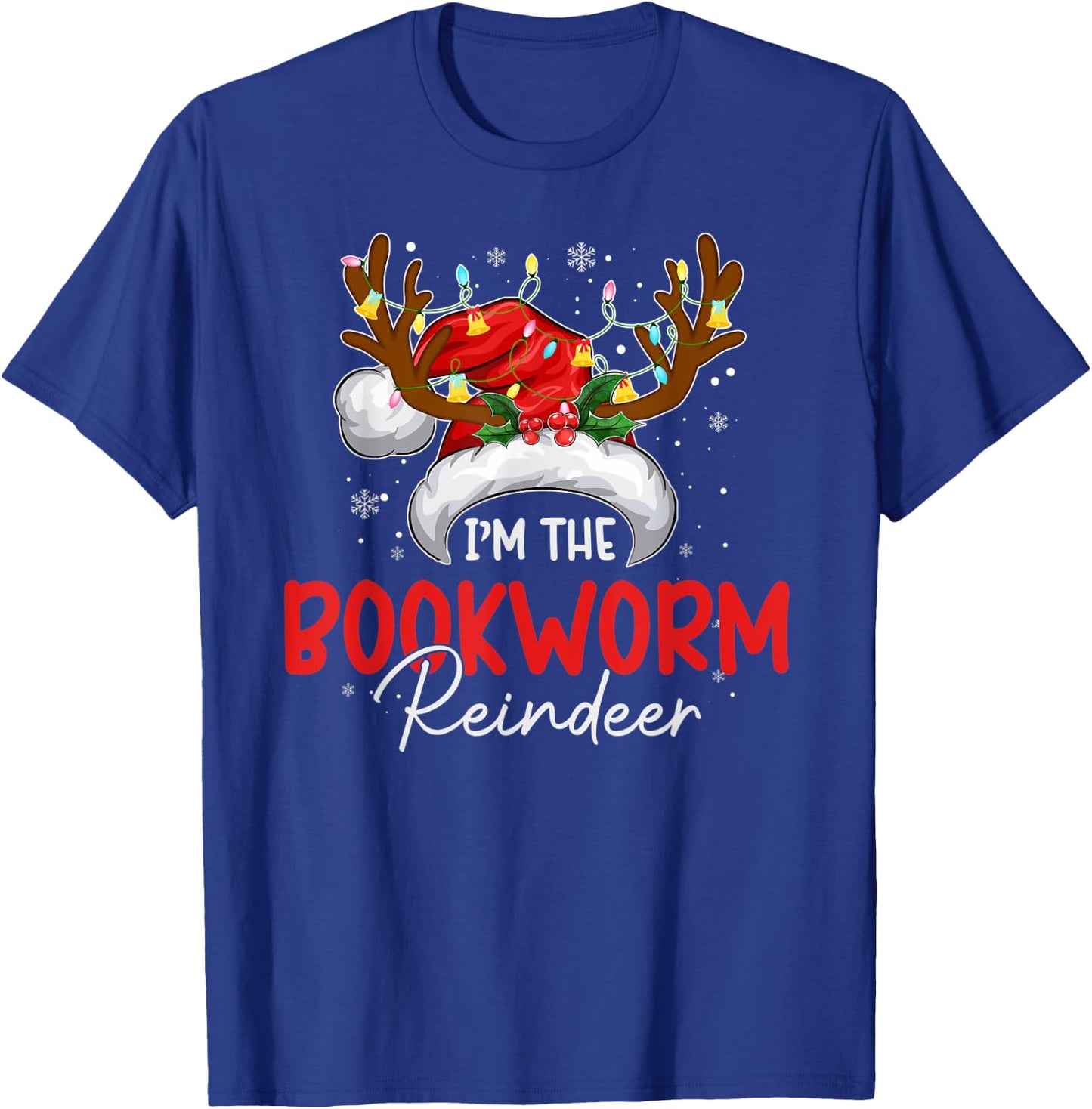 mb I'm The Bookworm Reindeer Christmas Funny Family Pajamas T-Shirt - T-Shirt | Royal