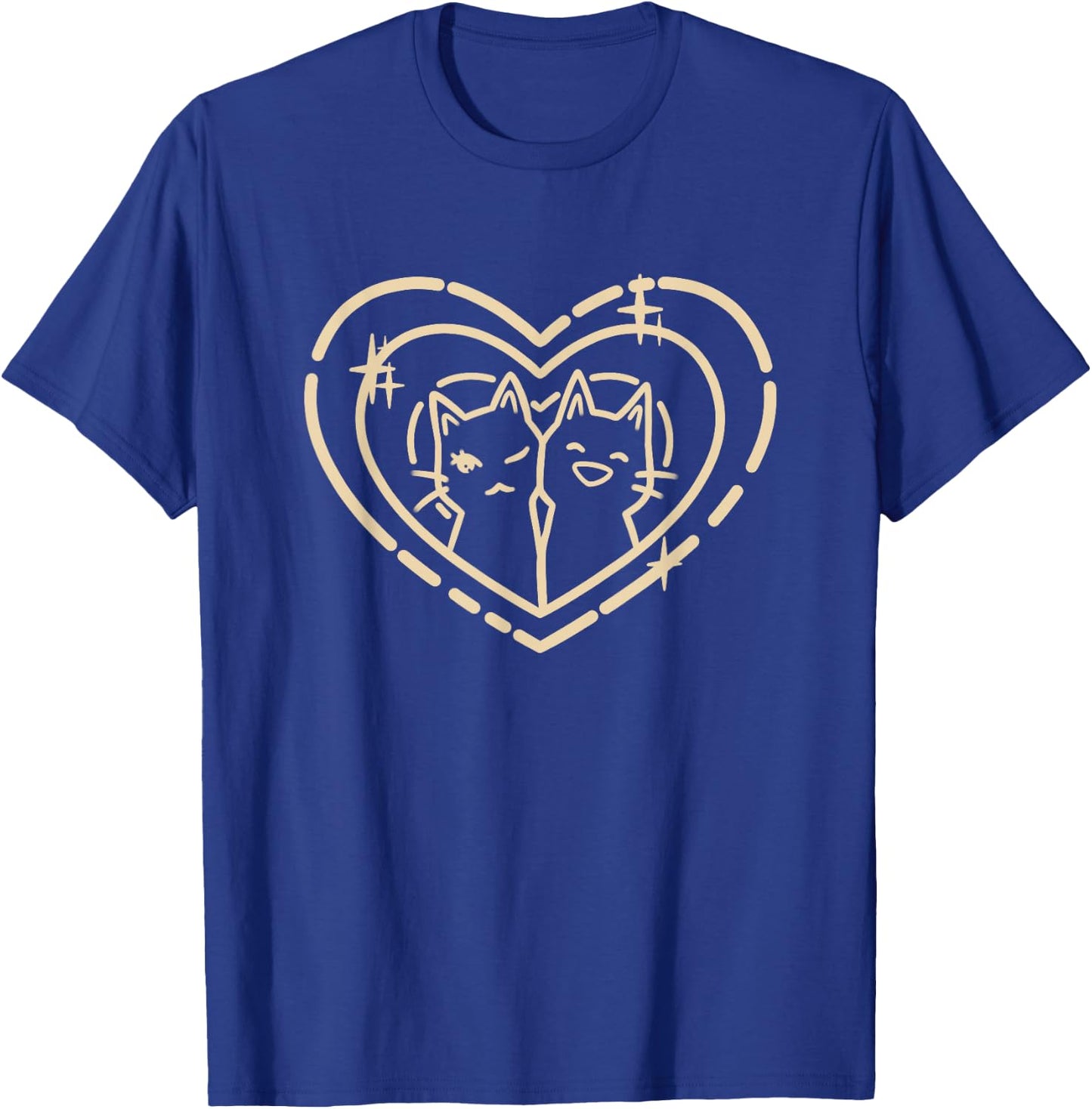 Cute Kawaii Y2K Coquette Heart with Cats T-Shirt - T-Shirt | Royal