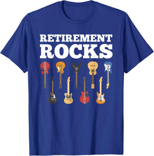 Retirement Rocks Guitar Player Funny Guitarist Humor Outfit T-Shirt - T-Shirt | Royal
