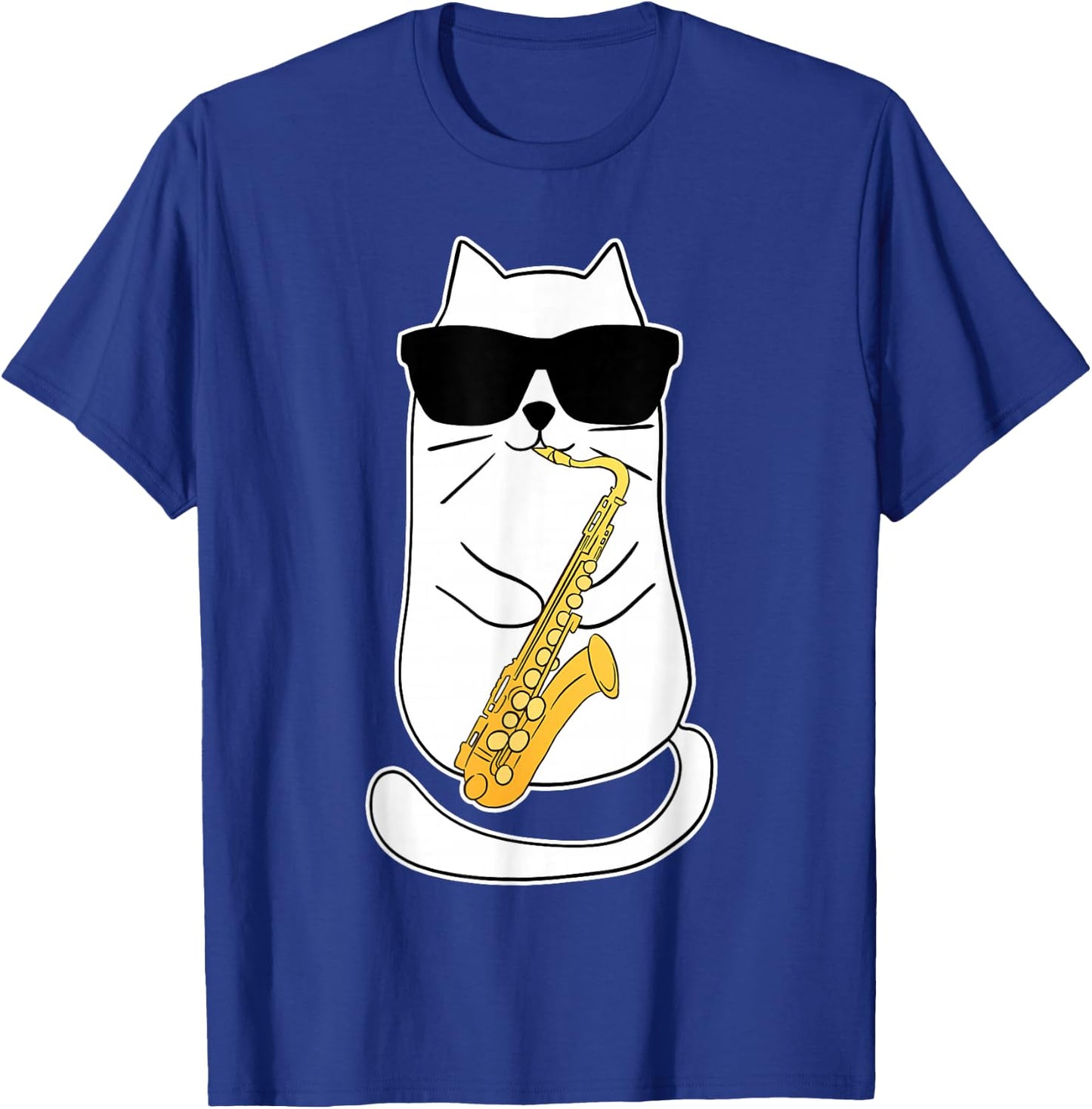 Funny Saxophone Cat Musician Jazz Music Lover T-Shirt - T-Shirt | Royal