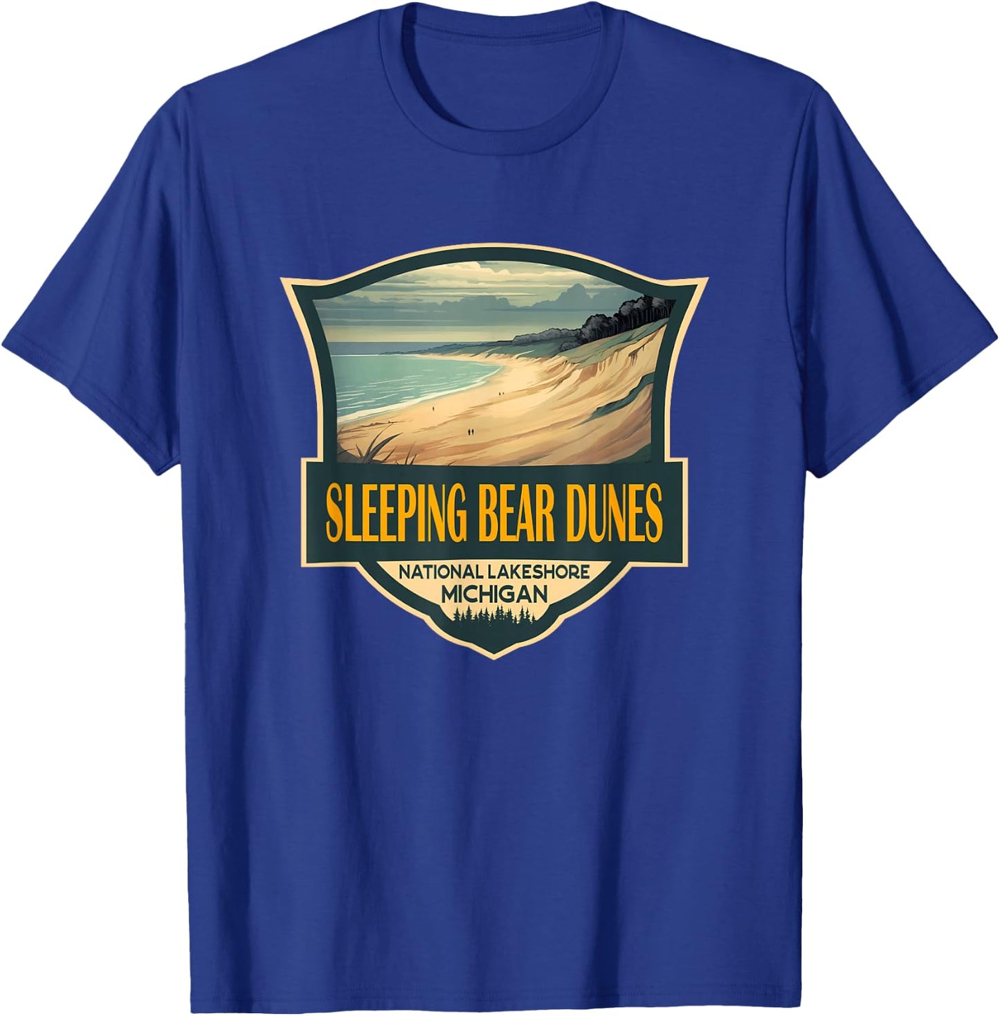 Sleeping Bear Dunes National Lakeshore Travel Retro Badge T-Shirt - T-Shirt | Royal