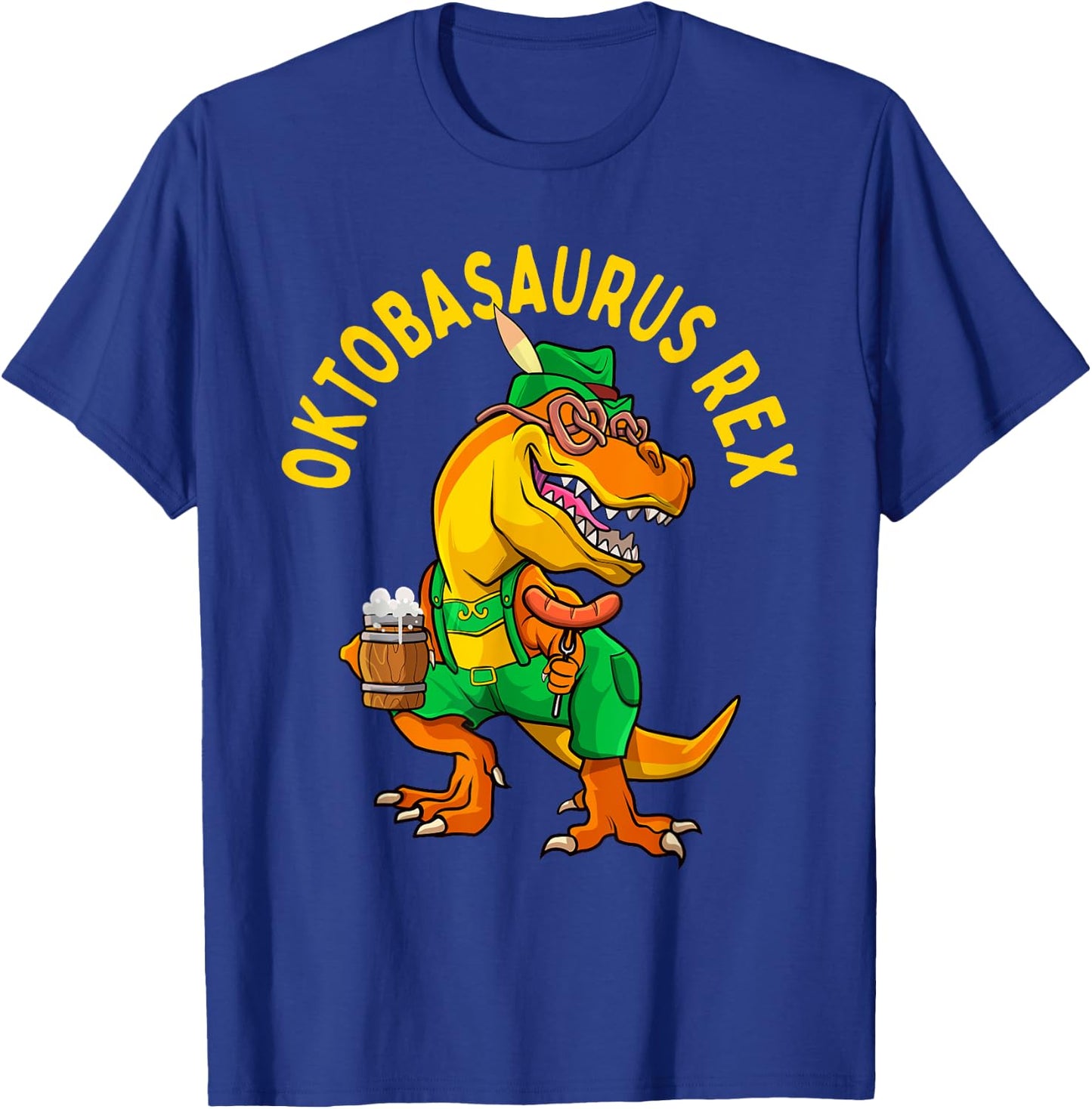 Dinosaur Oktoberfest Lederhosen Costume Men T rex Beer Fest T-Shirt - T-Shirt | Royal
