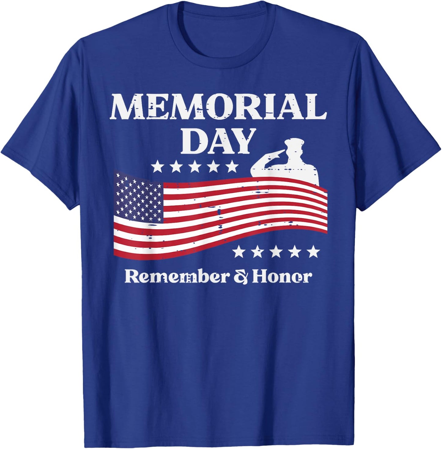 Memorial Day USA Flag Remember Honor Patriot Men Women Kids T-Shirt - T-Shirt | Royal