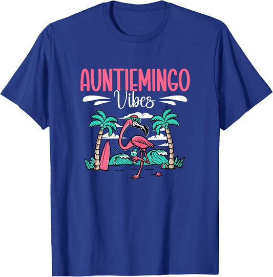 Auntiemingo Summer Vibes Auntie Flamingo Aunt T-Shirt - T-Shirt | Royal