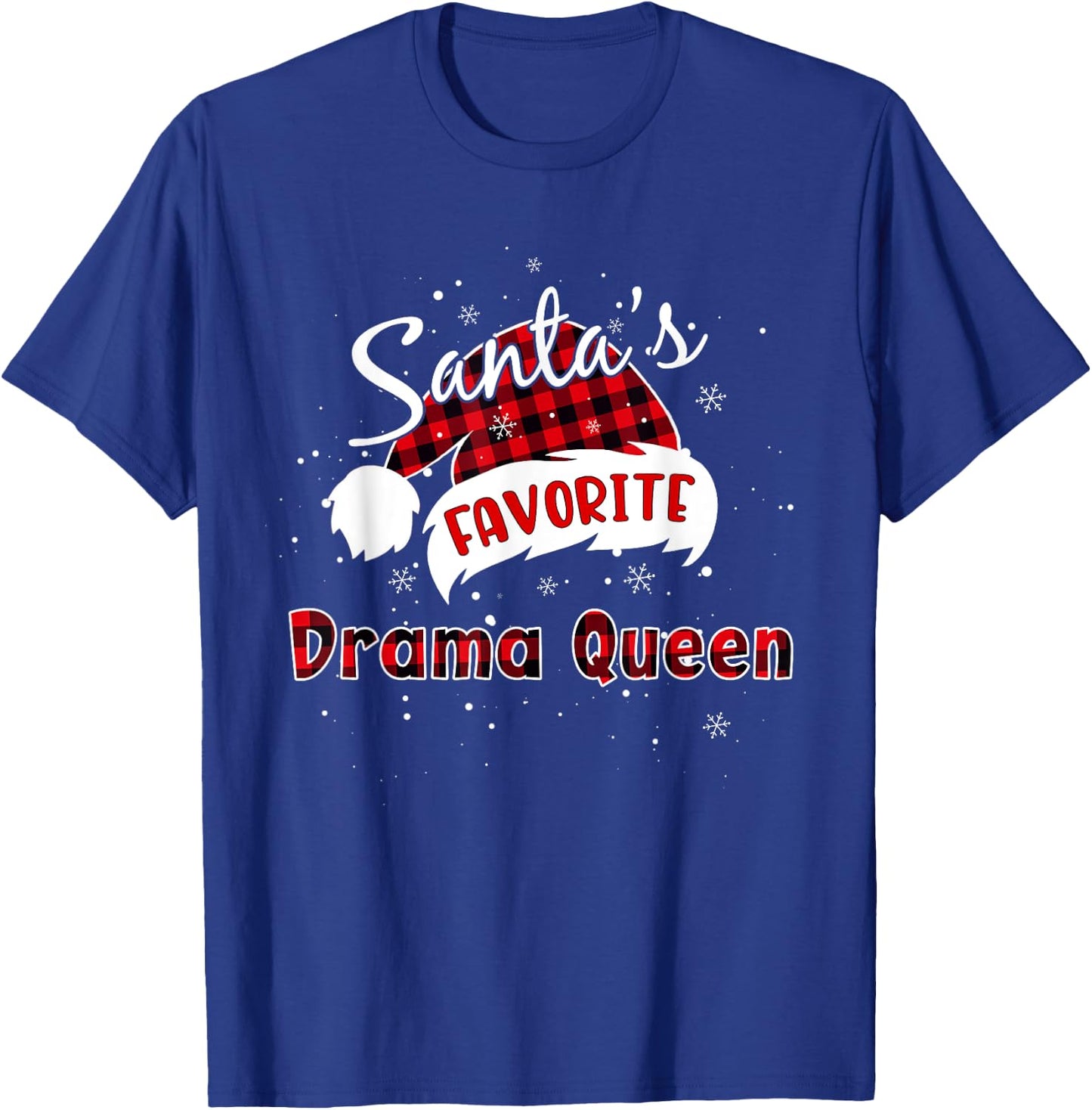 Funny Santa's Favorite Drama Queen Christmas Plaid Buffalo T-Shirt - T-Shirt | Royal