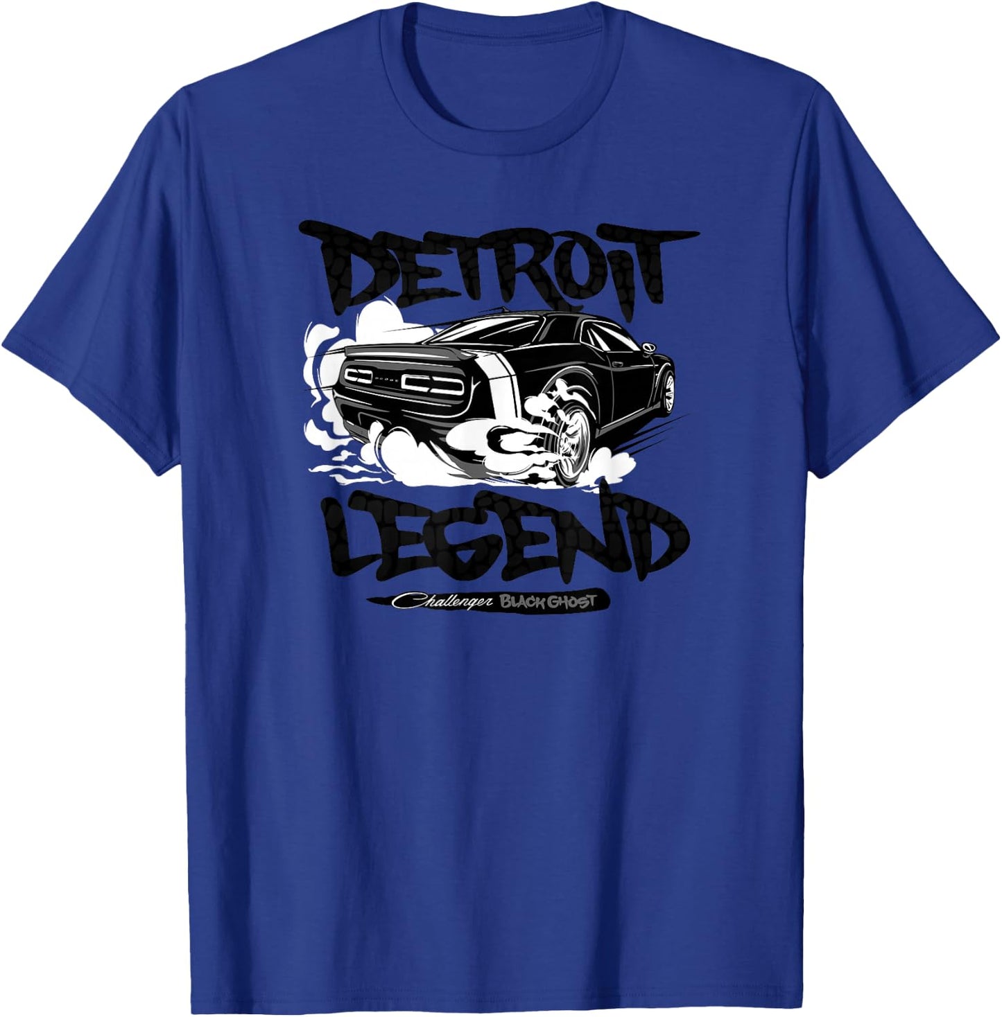 Dodge Challenger Black Ghost, Detroit Legend T-Shirt - T-Shirt | Royal