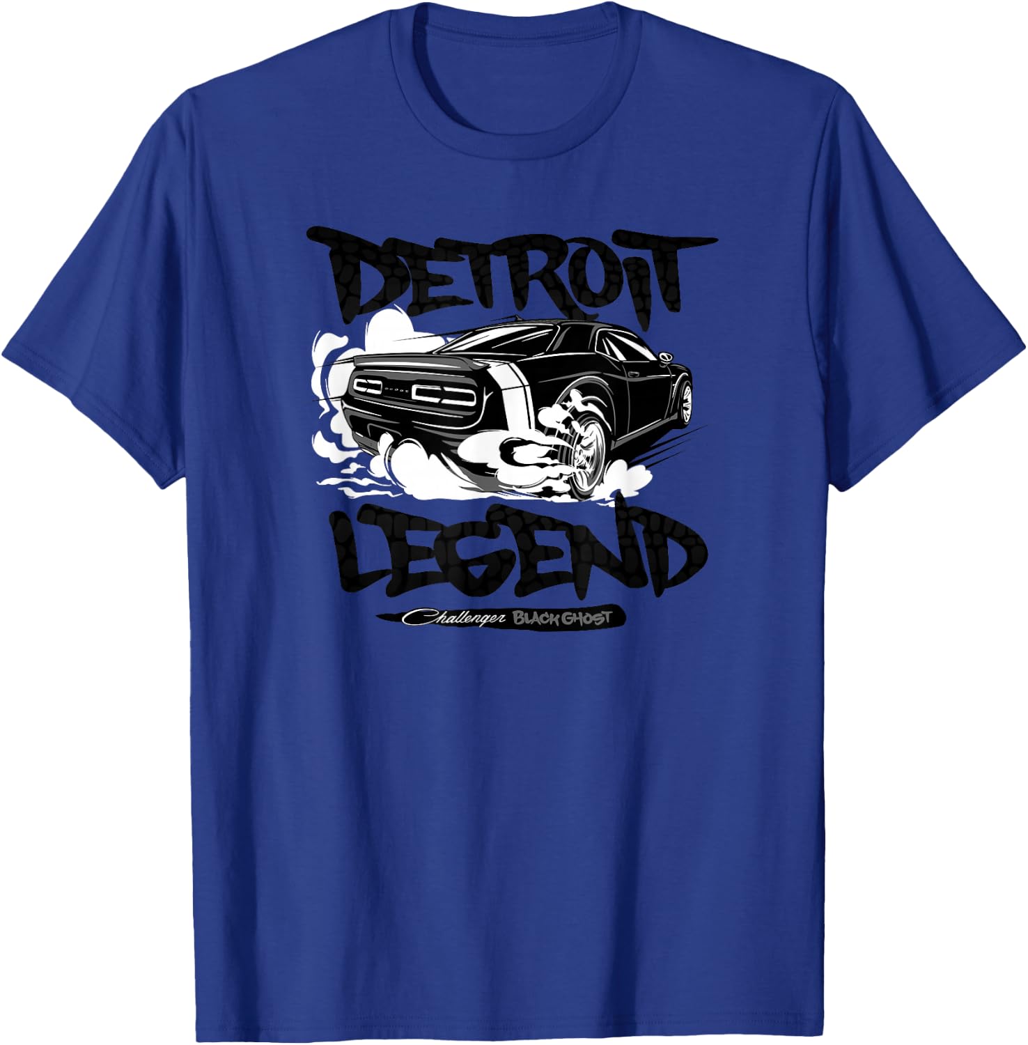 Dodge Challenger Black Ghost, Detroit Legend T-Shirt - T-Shirt | Royal