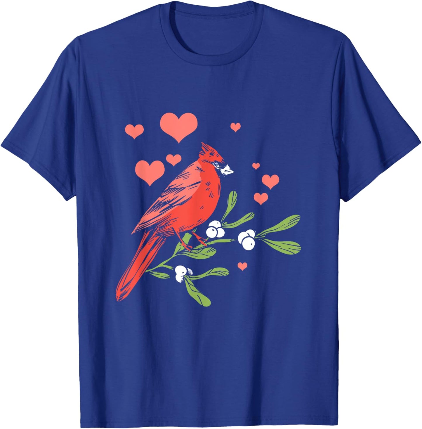 Red Cardinal Bird Lover Watching Birdwatcher Birder Heart T-Shirt - T-Shirt | Royal
