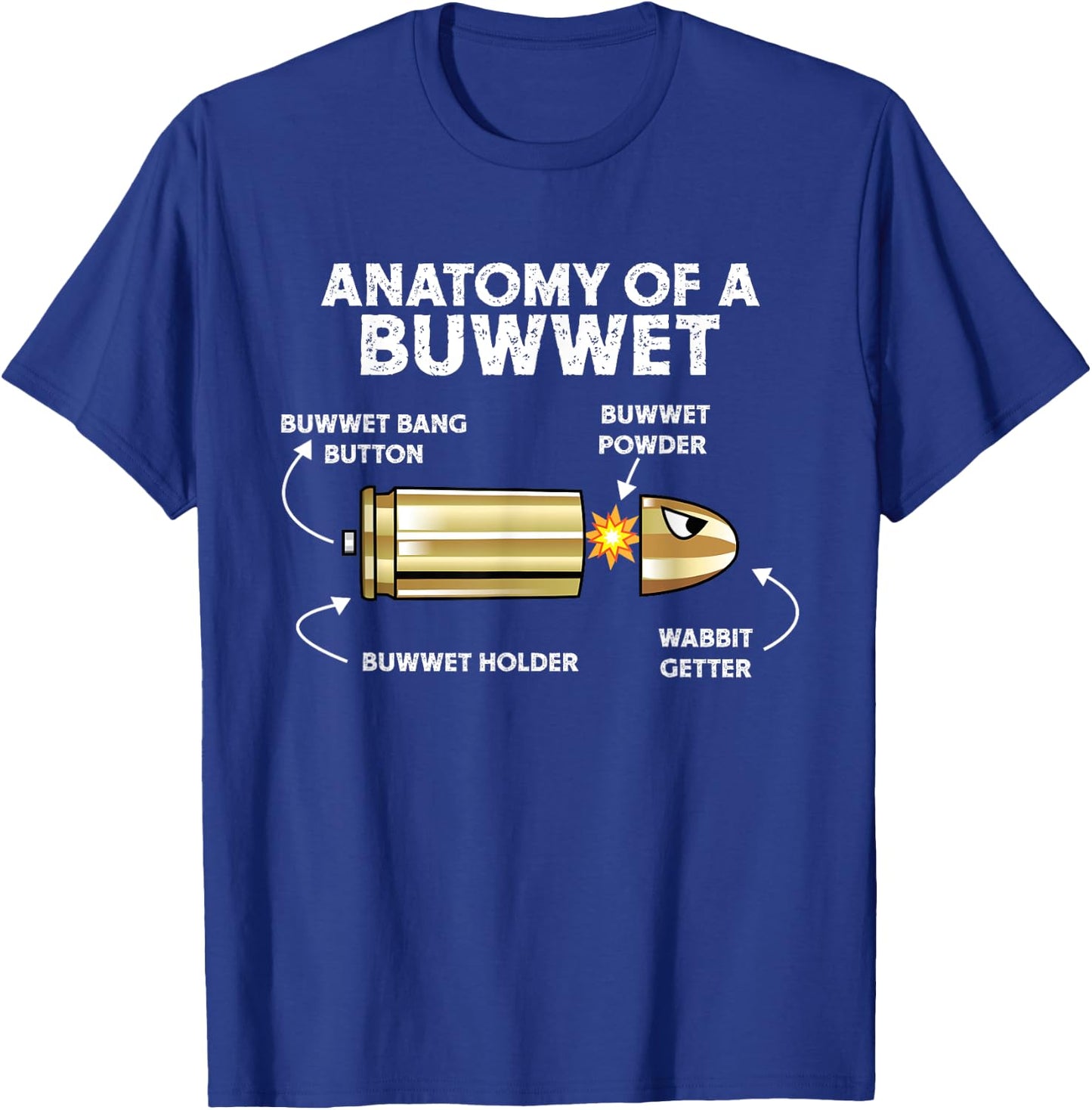 Funny Pew Pew Bullet Anatomy Cartoon Rabbit Getter T-Shirt - T-Shirt | Royal