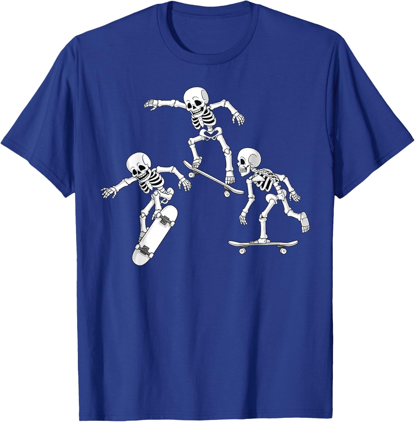 Skateboarding Skeletons Halloween Skater Boys Kids Skate T-Shirt - T-Shirt | Royal