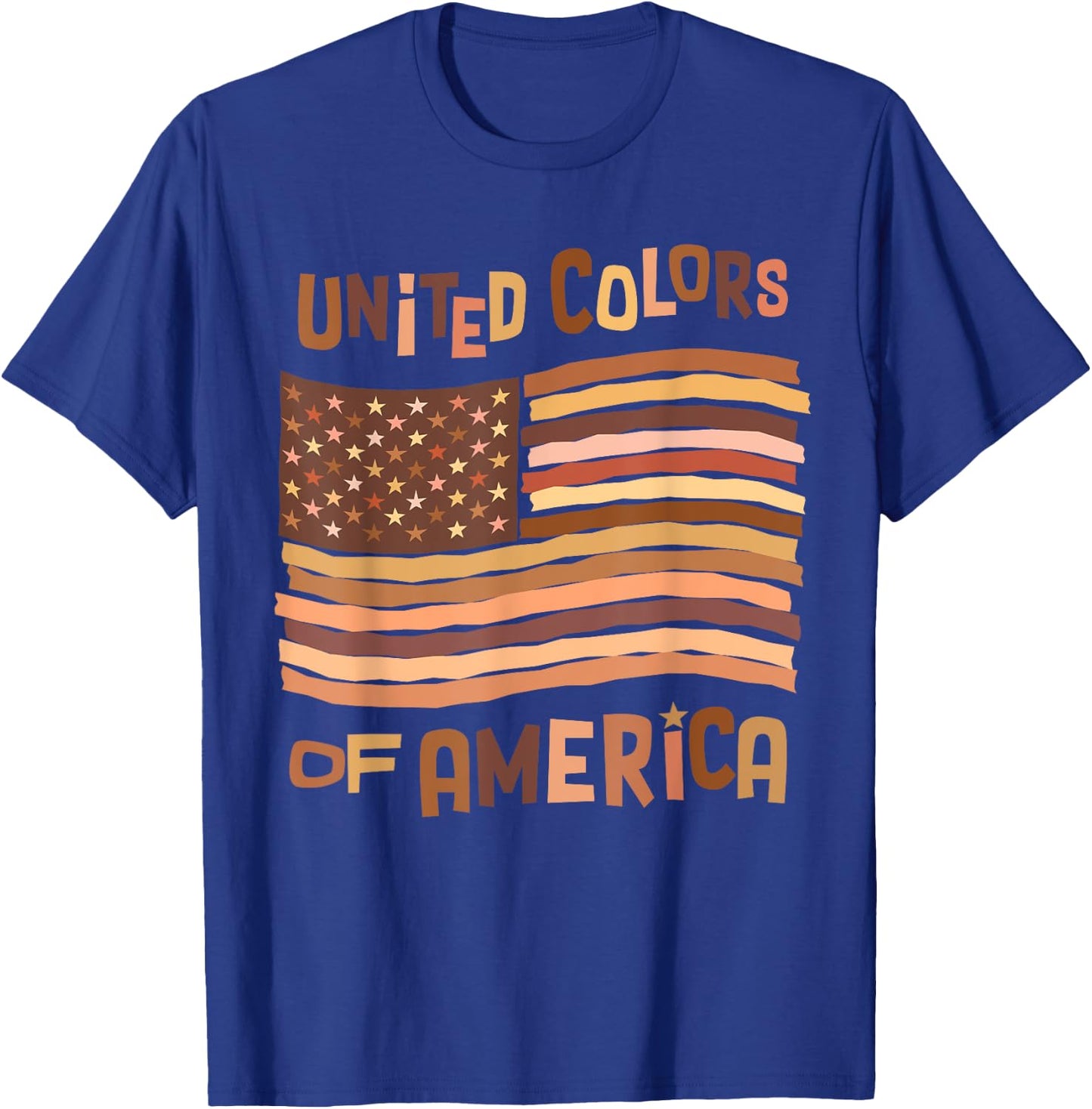 United Colors of America Black History Month Brown USA Flag T-Shirt - T-Shirt | Royal
