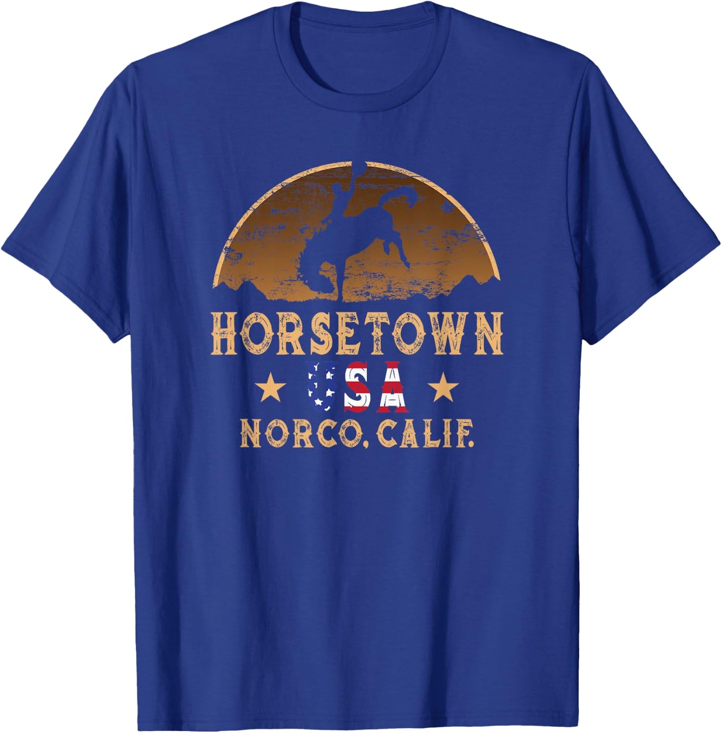 Norco California CA Horsetown USA Rodeo Cowboy T-Shirt - T-Shirt | Royal