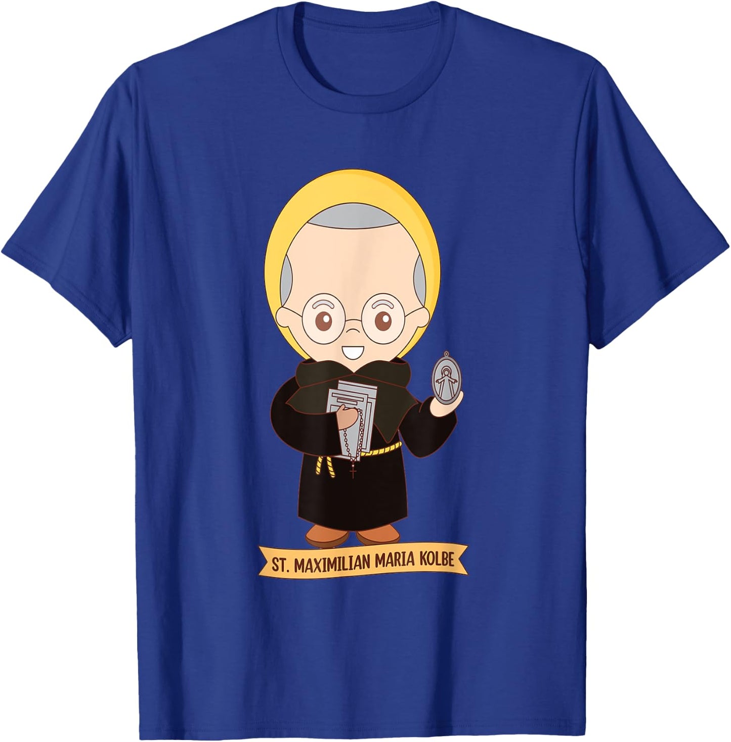 St Maximilian Kolbe Two Crowns Catholic Saint Gifts Poland T-Shirt - T-Shirt | Royal