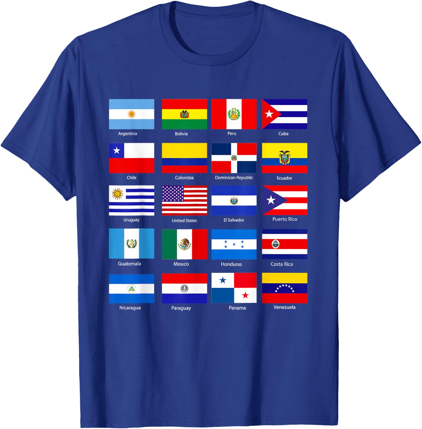 Hispanic Heritage Month 2022 National Latino Countries Flag T-Shirt - T-Shirt | Royal