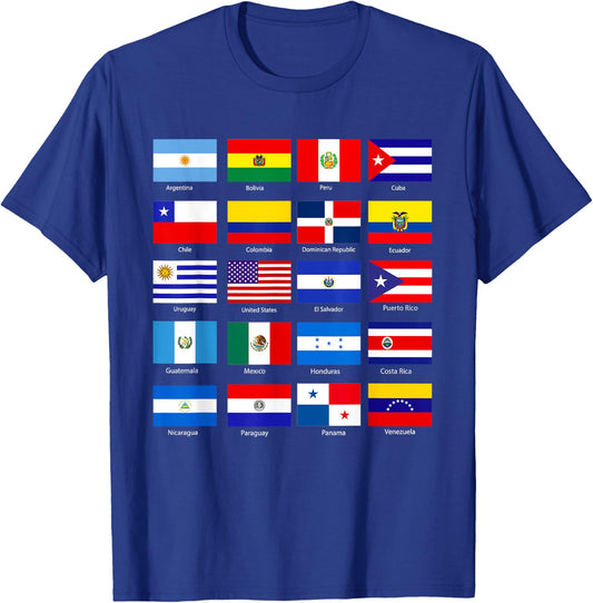 Hispanic Heritage Month 2022 National Latino Countries Flag T-Shirt - T-Shirt | Royal