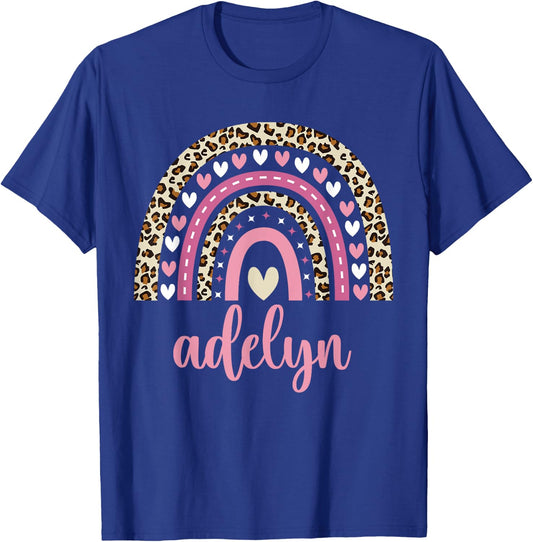 Adelyn Rainbow Leopard Personalized Adelyn Birthday T-Shirt - T-Shirt | Royal