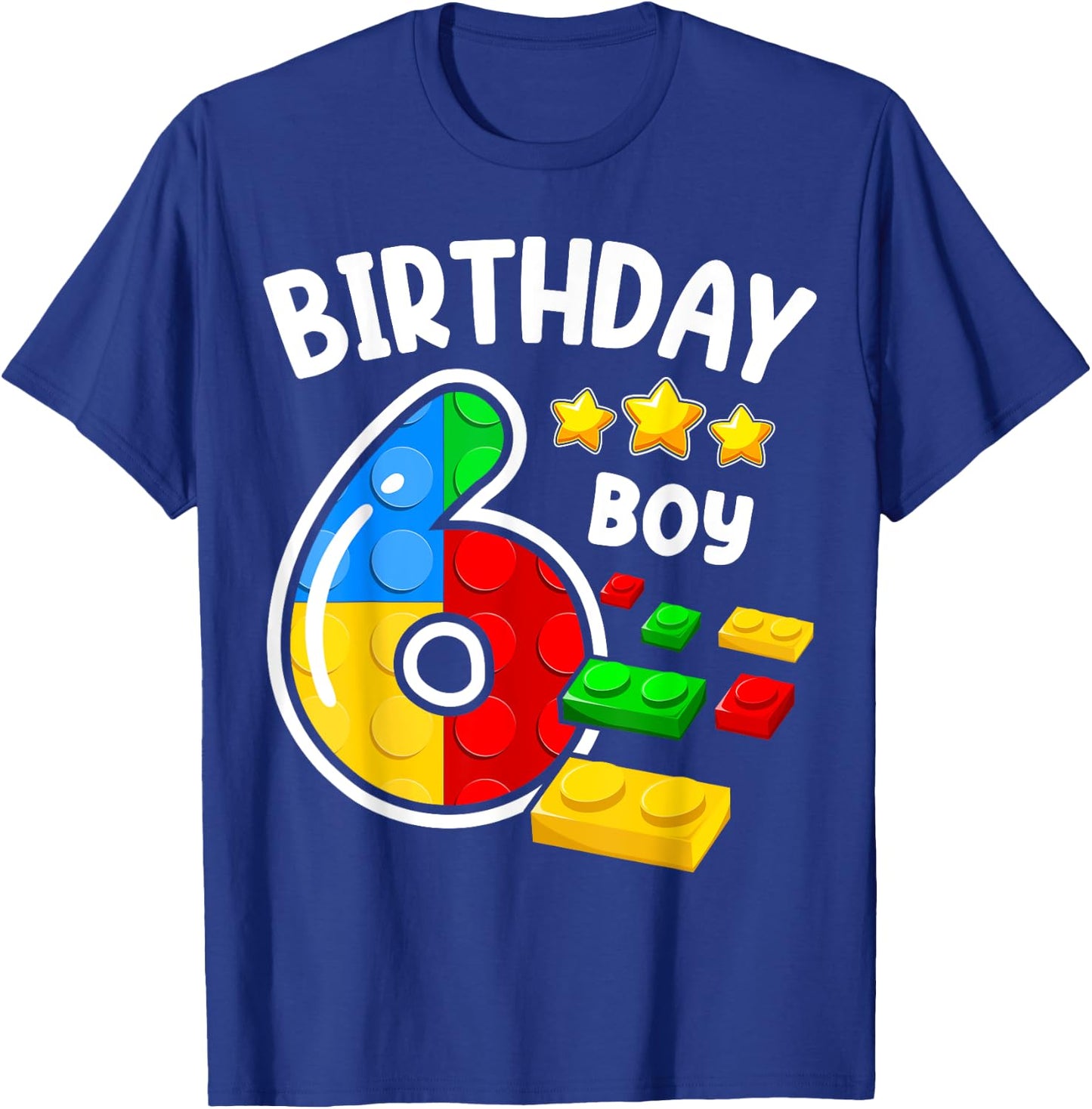 Block Building Toys 6th Birthday Boy 6 Years Master Builder T-Shirt - T-Shirt | Royal