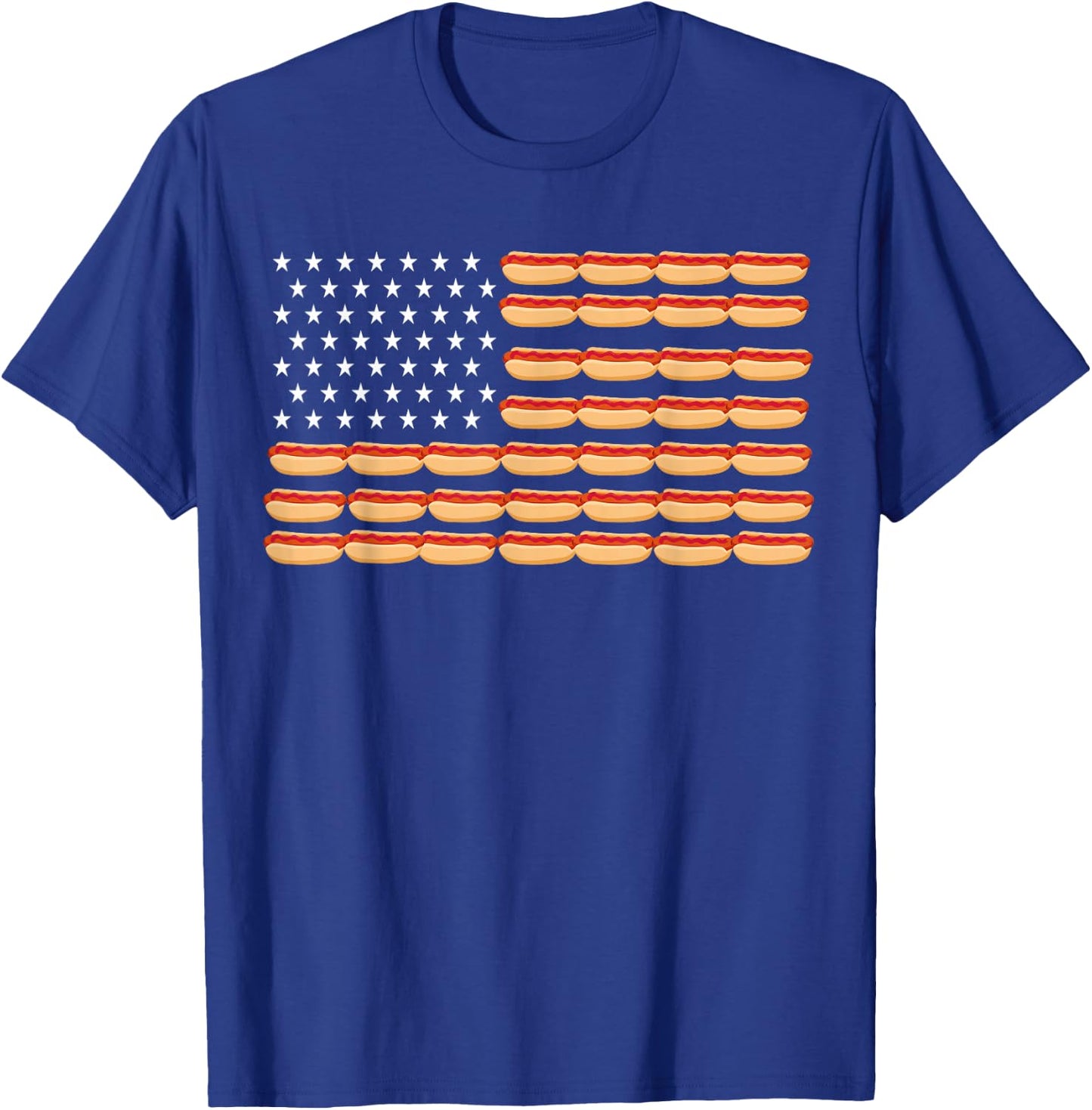 USA Hot Dog Flag T-Shirt - T-Shirt | Royal