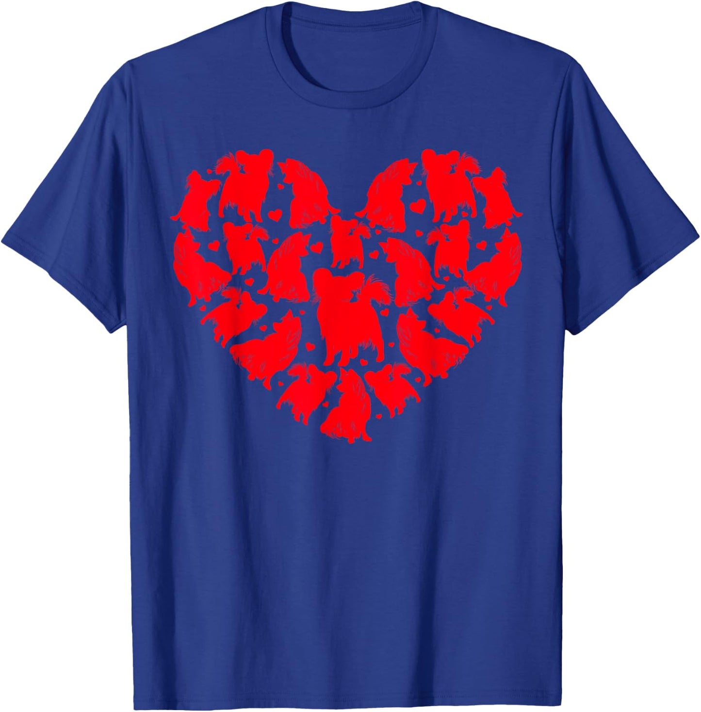Papillon Dog Lover Funny Love Heart Papillon Valentine's Day Men Women Girls Kids T-Shirt - T-Shirt | Royal
