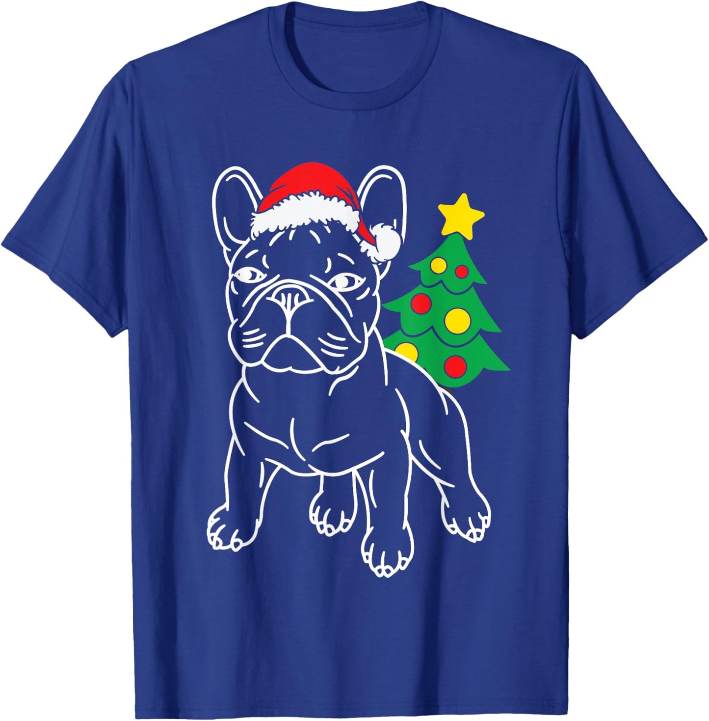 Funny French Bulldog Dog Puppy Christmas Tree Xmas Pajama Men Women Kids T-Shirt - T-Shirt | Royal