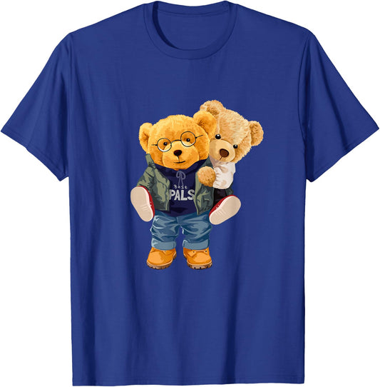 Cool Teddy Bear Boys Best Friends Style Illustration Graphic T-Shirt - T-Shirt | Royal