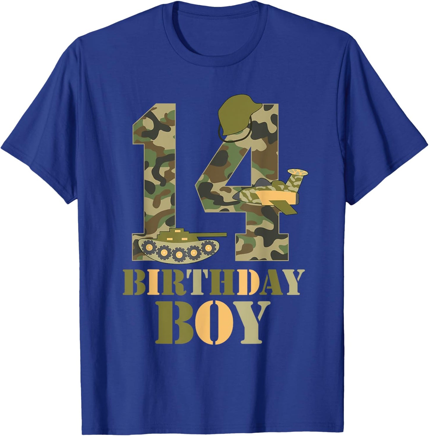 14th Birthday Military Themed Camo Boys 14 Years Old Soldier T-Shirt - T-Shirt | Royal