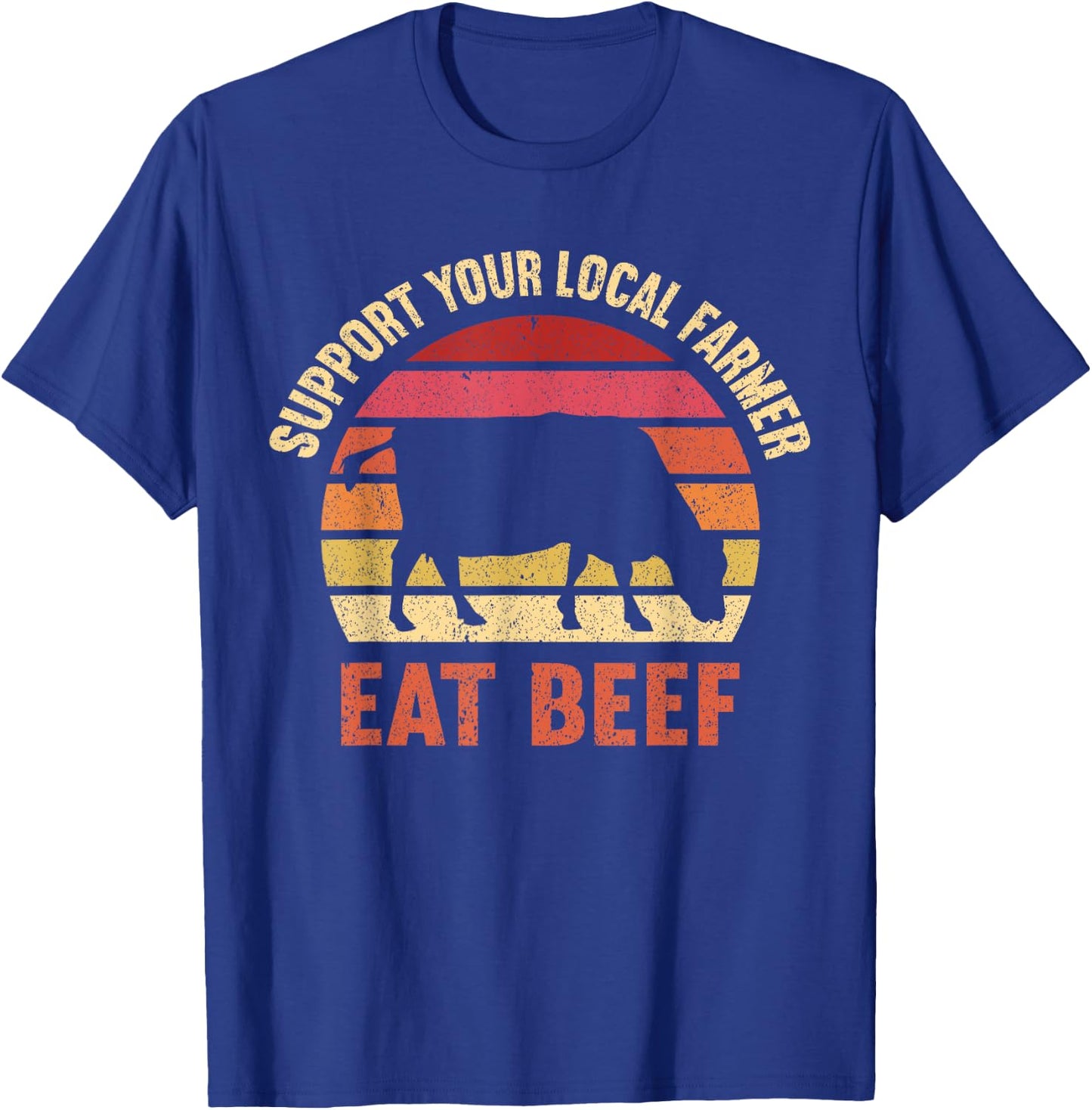 Kids Farming Boys Funny Farmer Gifts Women Support Your Local Farmer Eat Beef Lover Funny Cattle Farmer -Kids Black Small Classic Fit Short Sleeve T-Shirt - T-Shirt | Royal