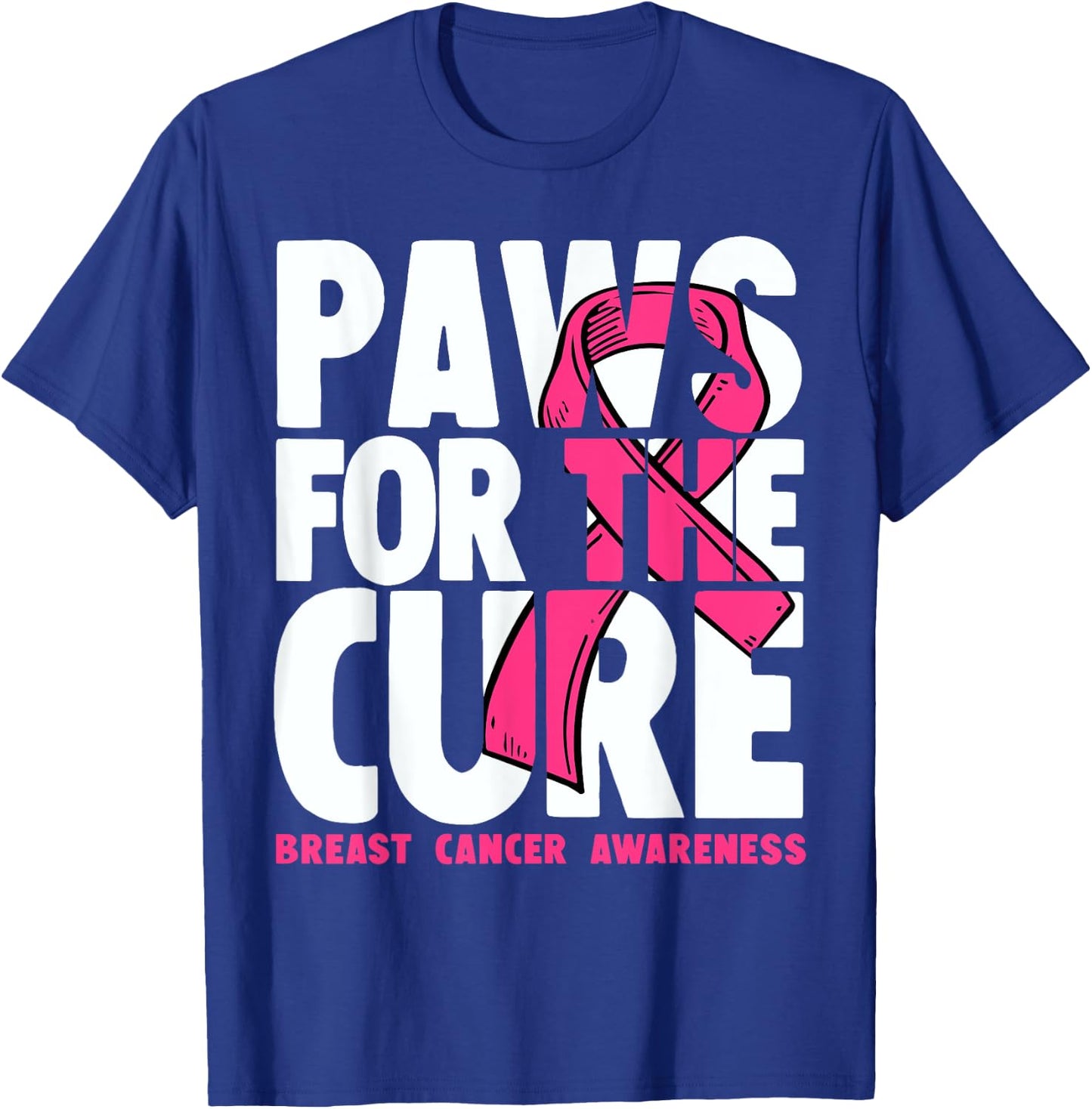 Dog Paw Print Puppy Lover Breast Cancer Awareness T-Shirt - T-Shirt | Royal