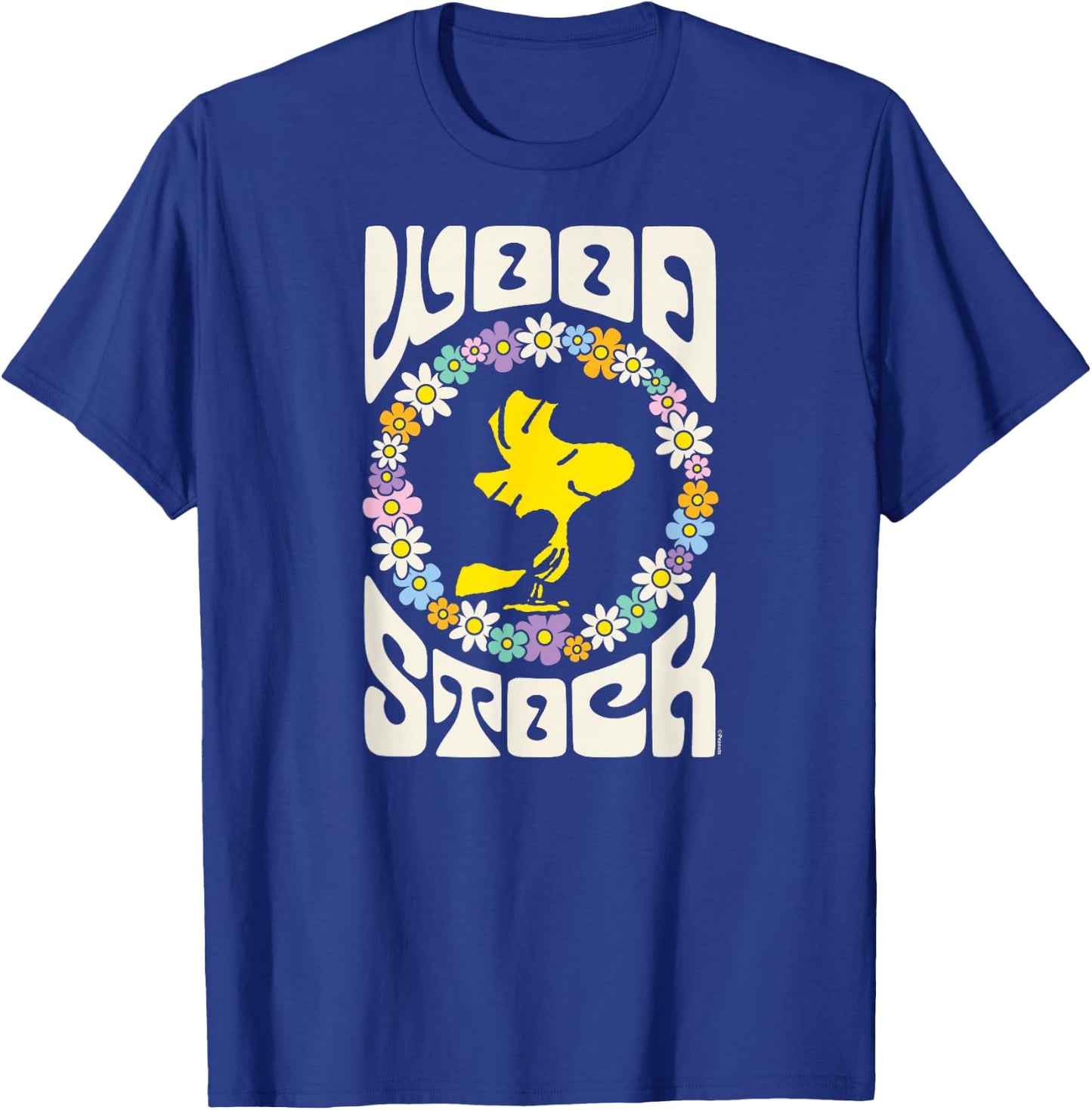 Peanuts - Woodstock Retro Flowers T-Shirt - T-Shirt | Royal