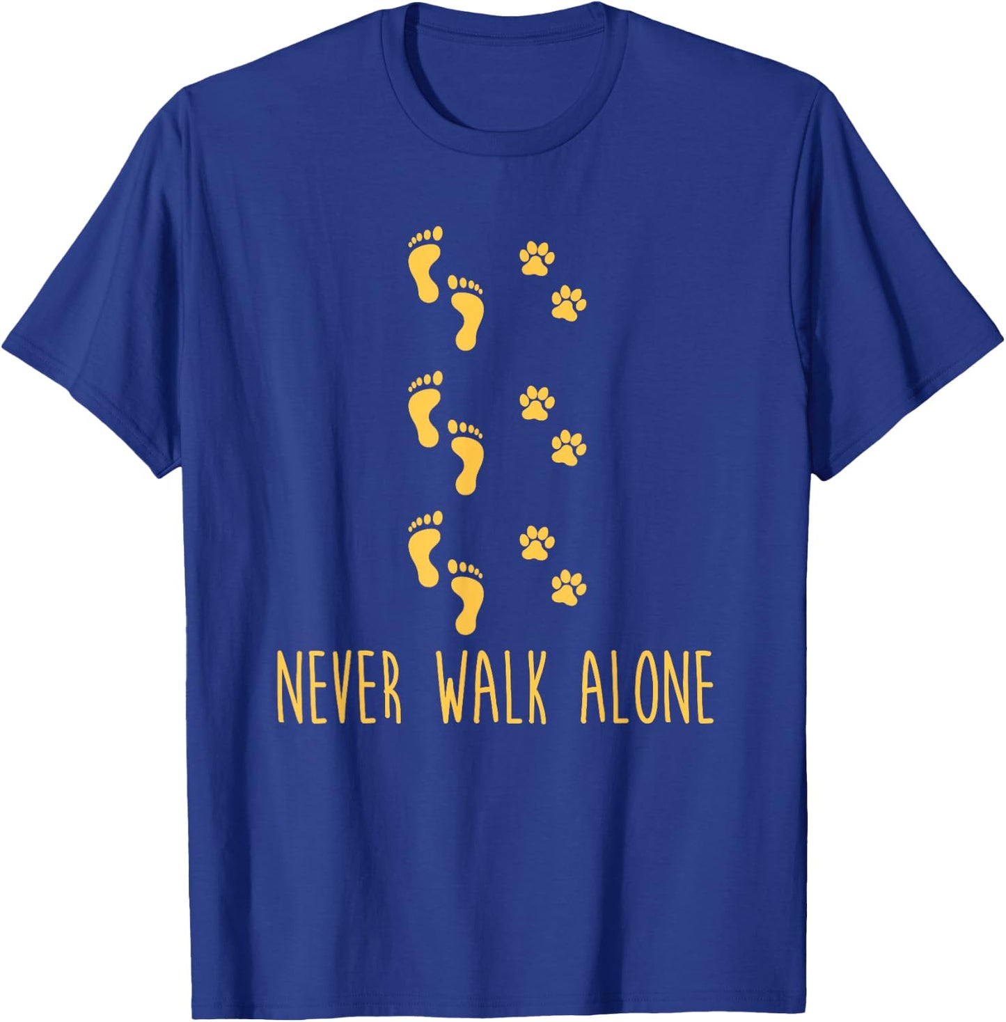 Dog Never Walk Alone Paws and Footprint T-Shirt - T-Shirt | Royal