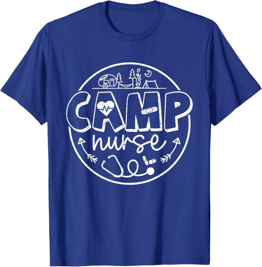Camp Nurse Shirt Men Women School Nurse RN ICU ER Pediatric T-Shirt - T-Shirt | Royal
