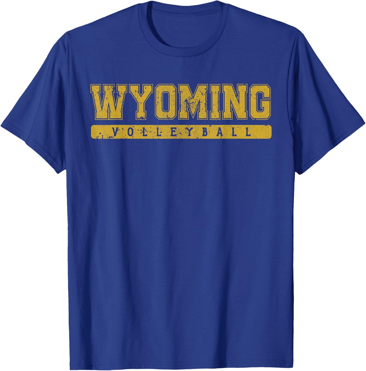 Wyoming Volleyball Yellow Vintage Text T-Shirt - T-Shirt | Royal