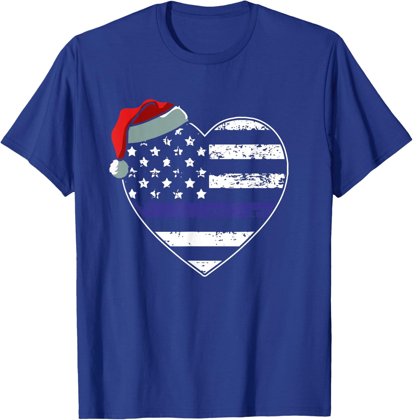 American Flag Blue Line Police Christmas Pajama Cop Officer Kids Men T-Shirt - T-Shirt | Royal